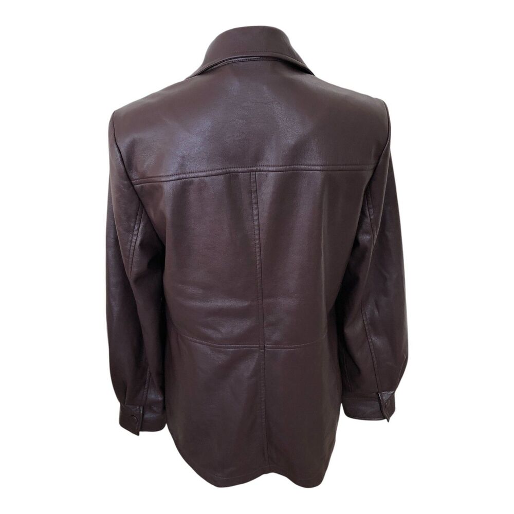 Chico's Chocolate Brown Corpcore Country Western Faux Leather Snap‎ Jacket  S - Picture 11 of 16